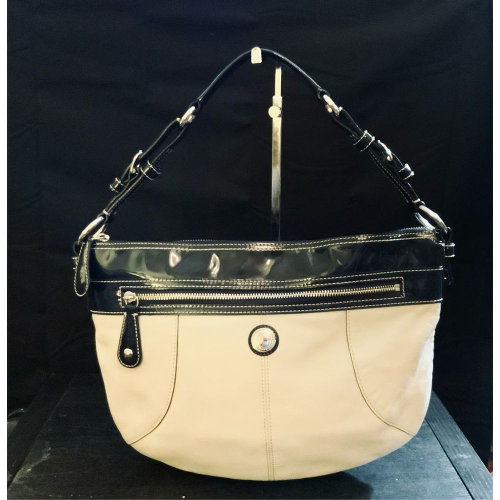 Vintage Coach Calfskin and Patent Leather Laura Hobo Bag